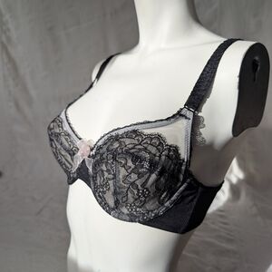 Wacoal Black Lace Bra with Pink Accent